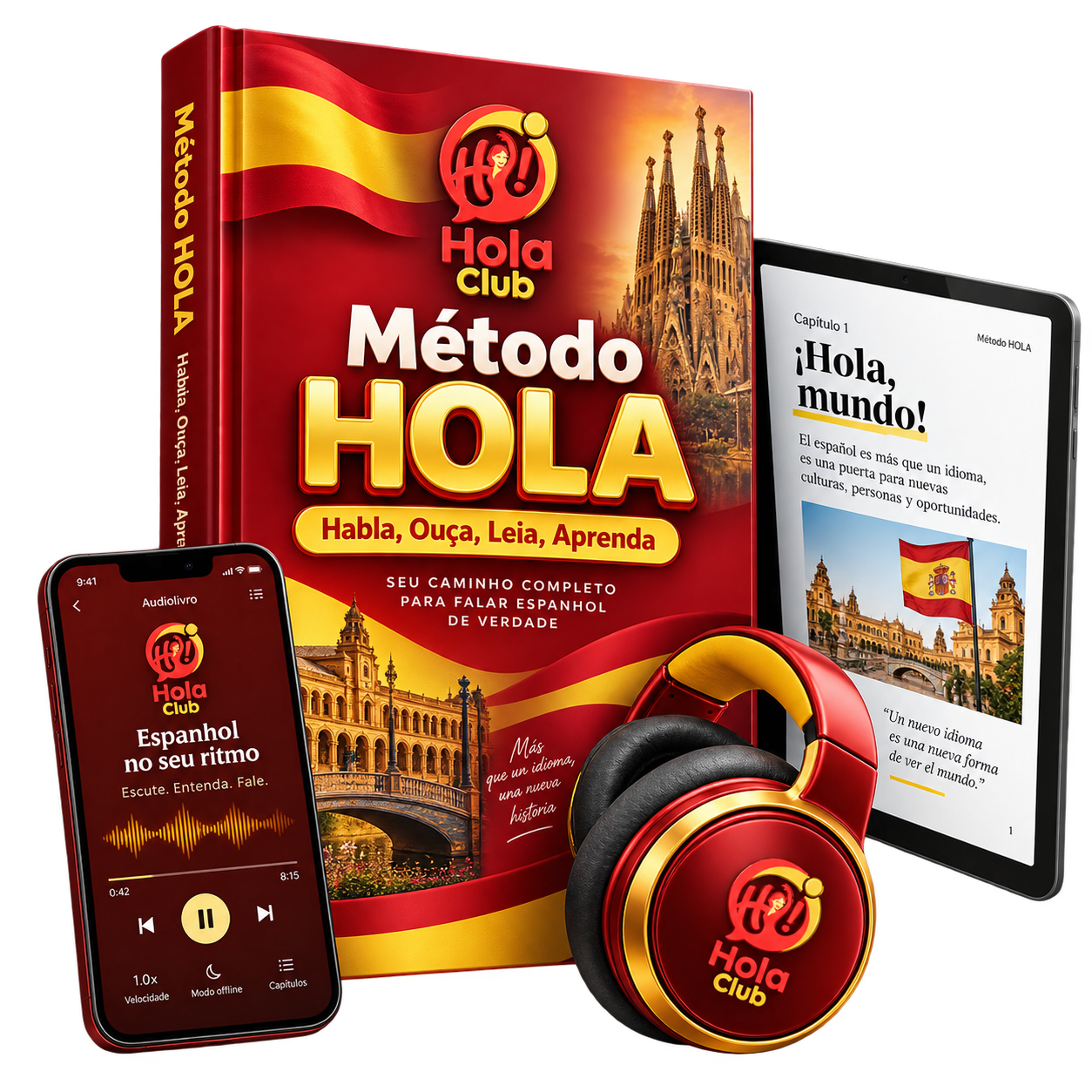 Kit do Método HOLA: livros, audiobooks e tablet